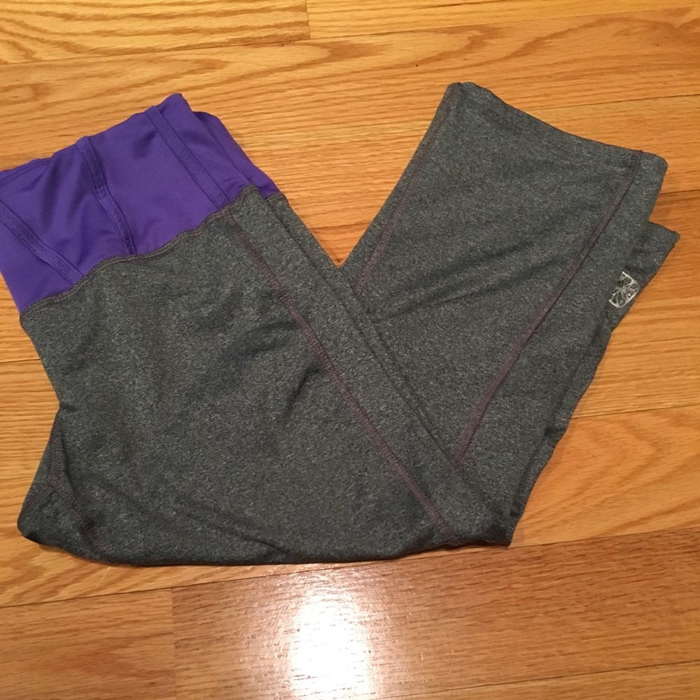 Gray and Purple Capri Yoga Pants